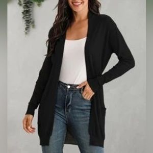Black duster cardigan open front